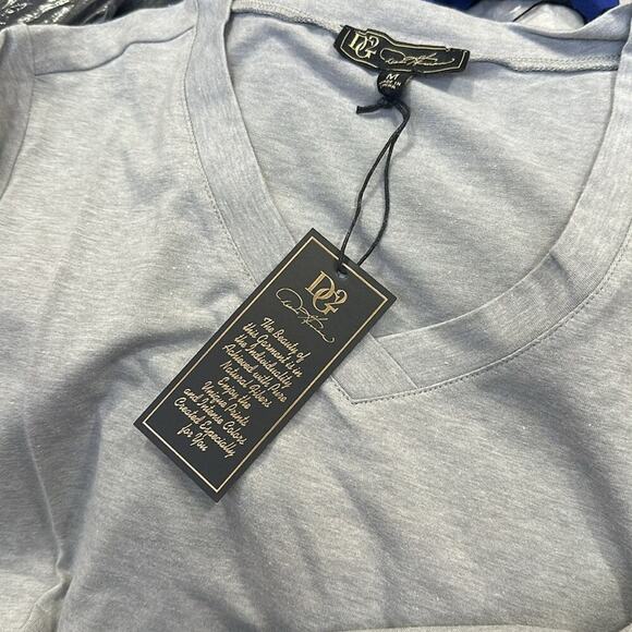 Diane Gilman DG2 Women Shirt Long/Short Sleeve V Neck Curved Hem Tunic Tops M - Picture 3 of 4